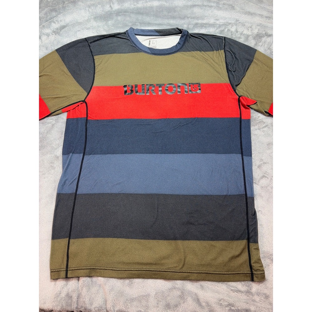 Burton Dryride Mens XL Base Layer Shirt Long Sleeve Striped Multicolor Snowboard